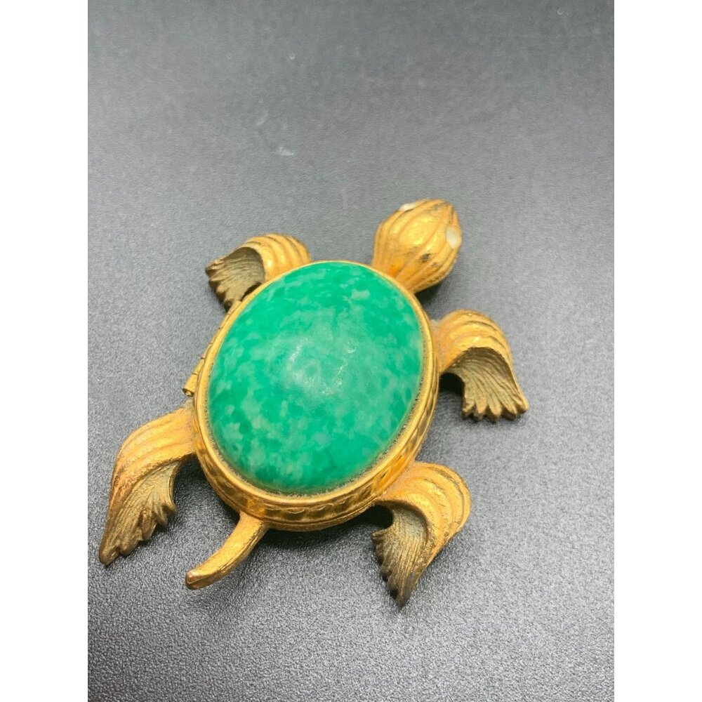 Solid Perfume Turtle Compact By Avon Compact In Green Turtle Design - Picture 2 of 6